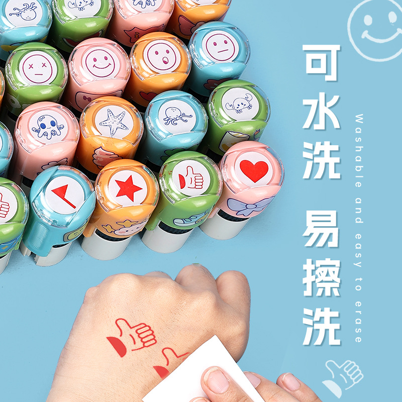 Sello de recompensa para niños Sello de enseñanza sensible a la luz Sello de maestros Comentarios de aliento Expresiones de pulgar Estrellas de texto Sello de tinta