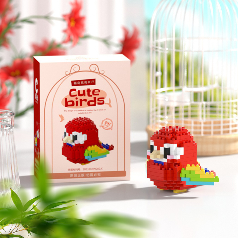 Pajaros compatibles, loros, bloques de construcción altos, flores, flores, ramas, flores, animales, decoraciones, juguetes inteligentes para niños, cabinas de mujeres
