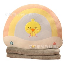 彩虹小猫毛绒抱枕 沙发靠枕带毛毯系列 四面弹面料毛绒玩具设计
