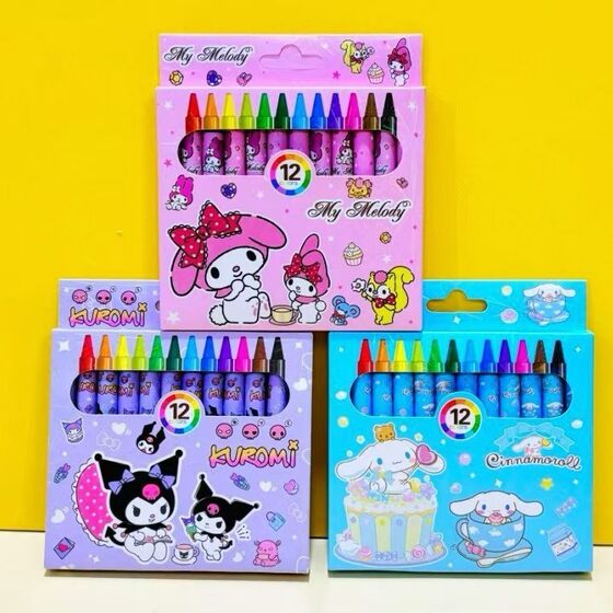Creative Cartoon 12 Color Row Crayon Student Art Painting Portable Short Pointed Painting Stick Stationery Gift