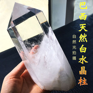 Natural White Crystal Pillar Rough Stone Polished Lemuria Single-Pointed Hexagonal Prism High-Transparency Blue Needle Rainbow Pillar Ornament