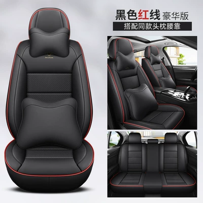 Universal seat cover, nappa leather perforated car seat - black-red-line-deluxe-edition-suitable-for-most-car-models