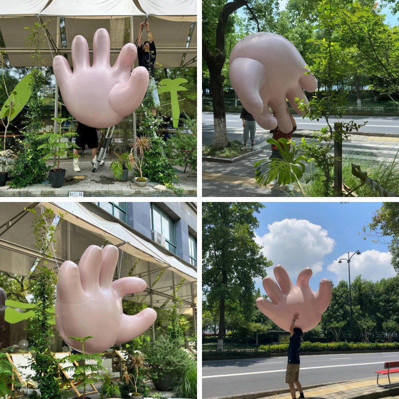 商场橱窗吊挂手掌比心指道具酒吧美陈创意广告充气ok手势气模引流