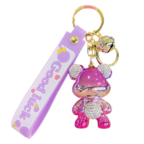 Electroplated diamond-encrusted violent bear keychain pendant wholesale cute school bag doll doll internet celebrity couple pendant jewelry