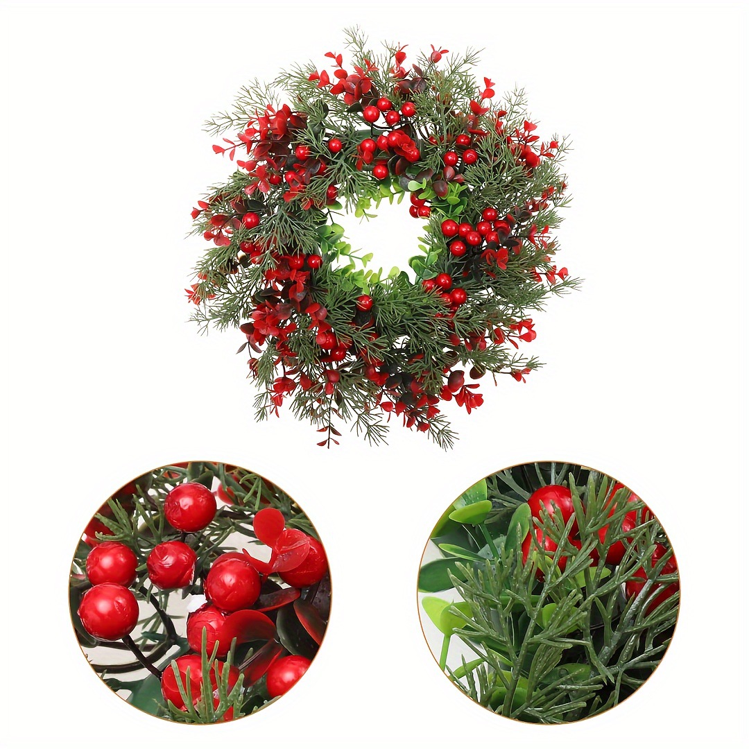 Christmas Haube Juldekorativa tillbehör Ytterdörr Garland Hänge Jul Cederträ Blad Röd Frukt Garland Trädgård Dekorativt hänge_voghion.com