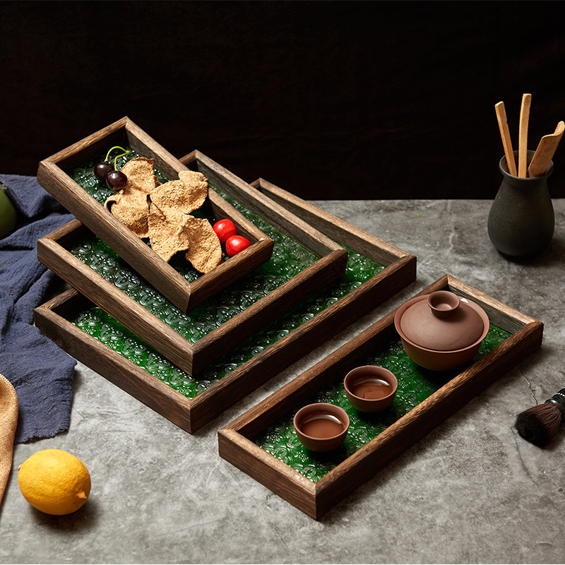 Vintage Green Begonia Flower Tray Glass Begonia Flower Tray Solid Wood Small Tea Tray Cup Snack Fruit Tray Spot Vintage Green Begonia Flower Tray Glass Begonia Flower Tray Solid Wood Small Tea Tray Cup Snack Fruit Tray Spot