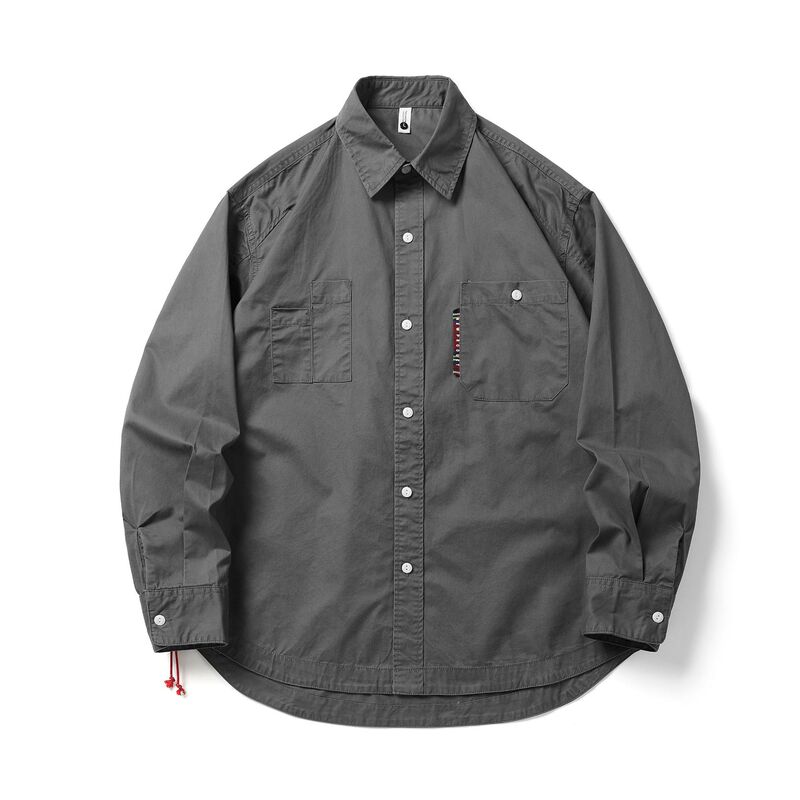 Japanese Retro Pure Cotton Washed Workwear Lapel Shirt Men's Trendy Brand Spring and Autumn Versatile Loose Casual Long-Sleeve Top