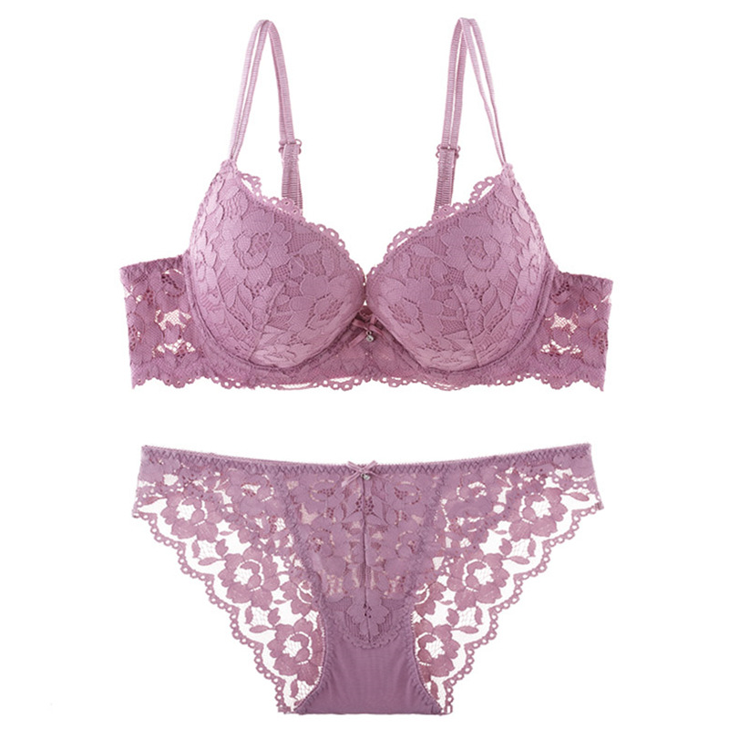 El Comercio exterior 8855 sexy encaje tentación ropa interior traje push up sujetador de las mujeres pequeñas taza delgada sujetador con belleza volver