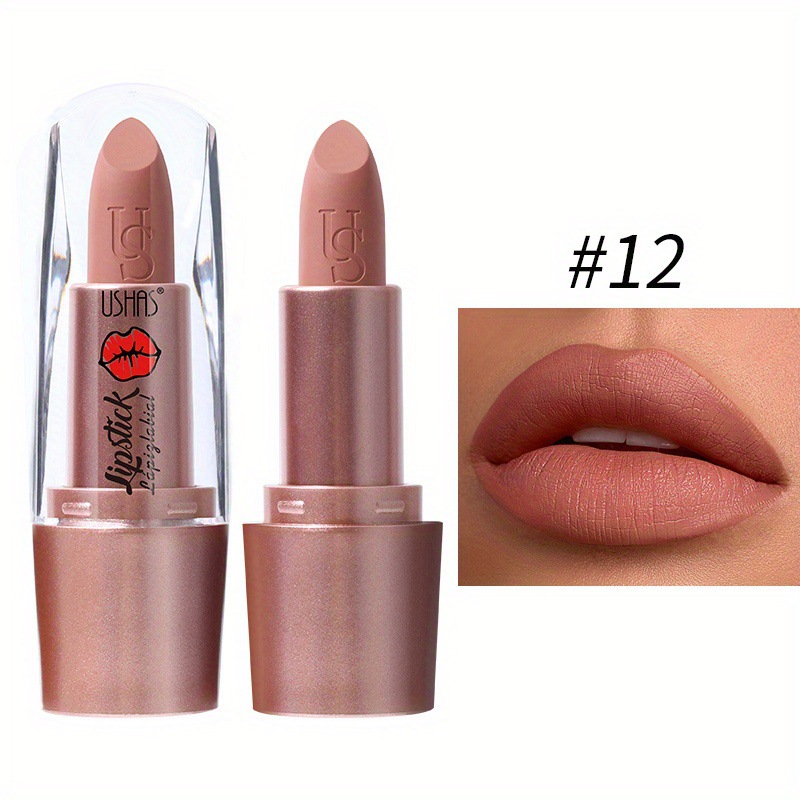 USHAS European and American Cross-border spot terciopelo mate lápiz labial textura brillante no es fácil de decolora esmalte de labios LP2288B