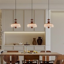 中古风吊灯胡桃木复古高级感餐厅卧室护眼LED枝形灯直销中山灯具