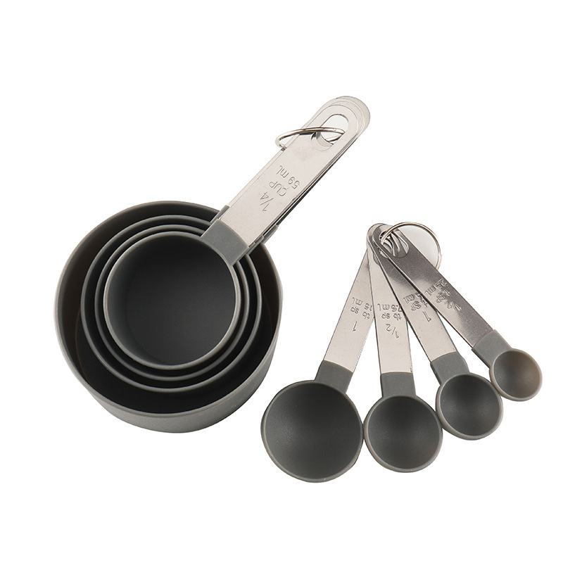 Juego de Tazas y Cucharas Medidoras de Acero Inoxidable Set de 8 Piezas Con Escala Graduada para Repostería image 1