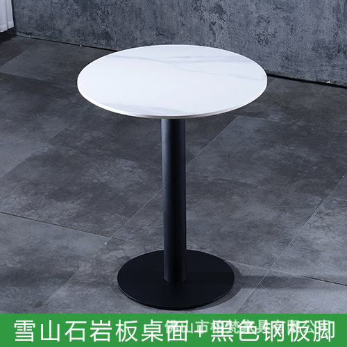 Mesa de mesa de leche personalizada mesa redonda de mármol tabla de roca mesa de comedor rápida mesa de comedor comercial