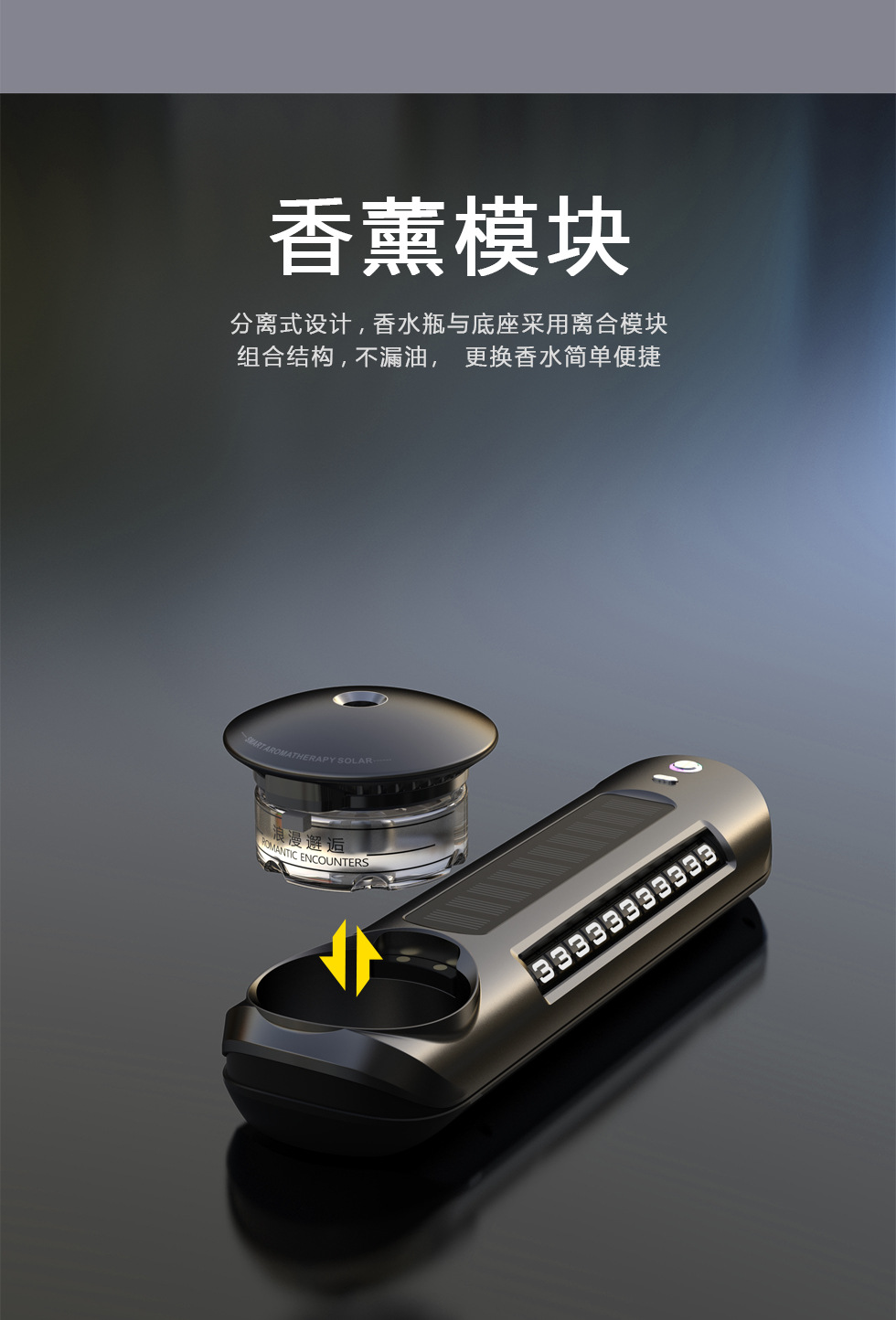Cross-Border In-Car Solar-Powered Version + Charging 2-in-1 Car Aromatherapy Ambient Light Parking Number Plate Car Ornament