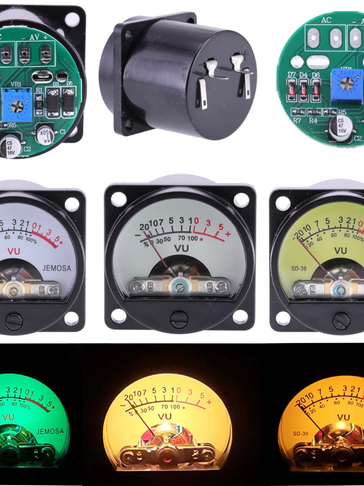 35mmVU电平表头配驱动板功放输出 前后级功率表胆机机箱表头500VU