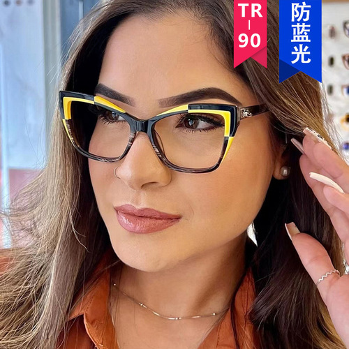 TR90 color matching glasses frame anti-blue light  new ins Internet celebrity glasses frame fashionable European and American cross-border flat glasses