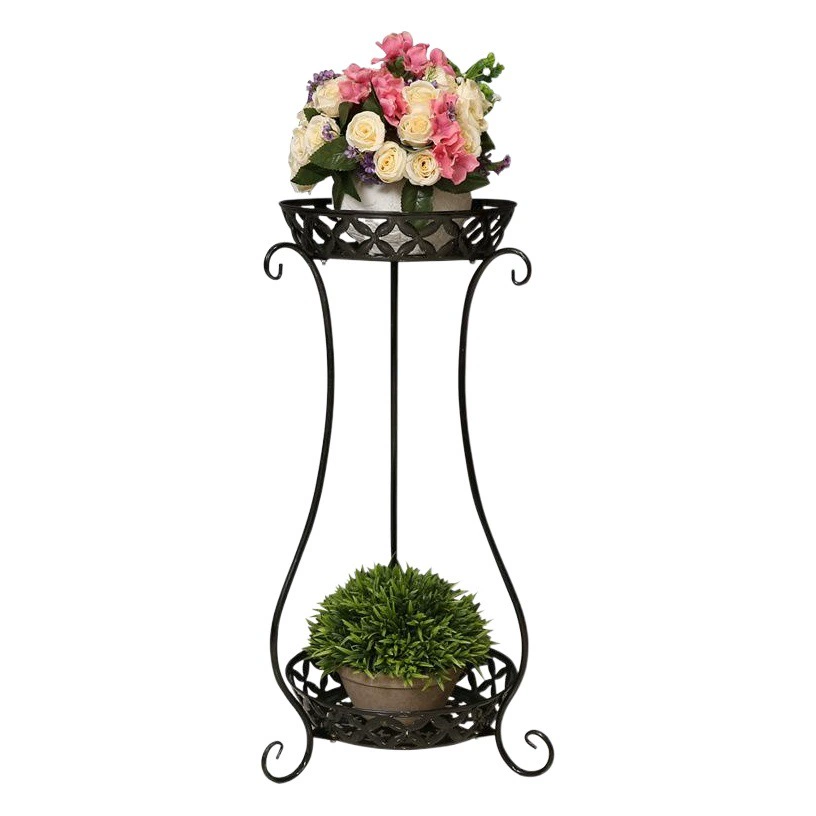64 # оптовая продажа с фабрики из кованого железа в европейском стиле подставка для цветов двухслойная комнатная горшечная подставка для растений балкон на открытом воздухе напольная многослойная подставка для цветочного горшка