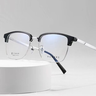 2024 new 78566 Hanmashi eyebrow pure titanium 59 large frame can be equipped with myopia Danyang glasses with glasses