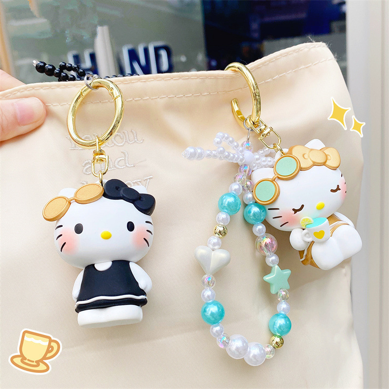 正版hellokitty三丽鸥悠闲假期sanrio凯蒂猫钥匙扣包挂件公仔玩偶|undefined
