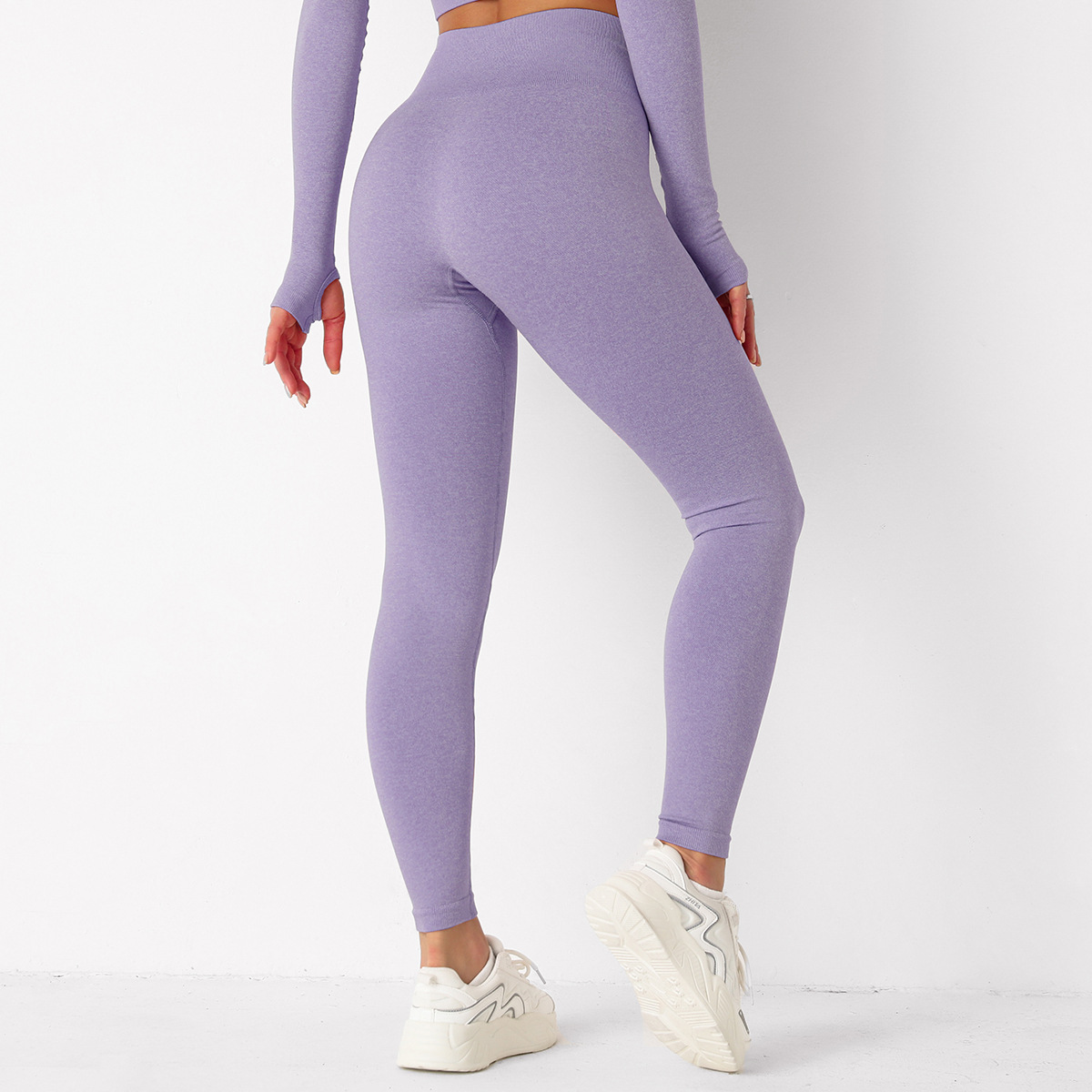 Leggings de yoga ajustados de cintura alta de color sólido NSNS66949