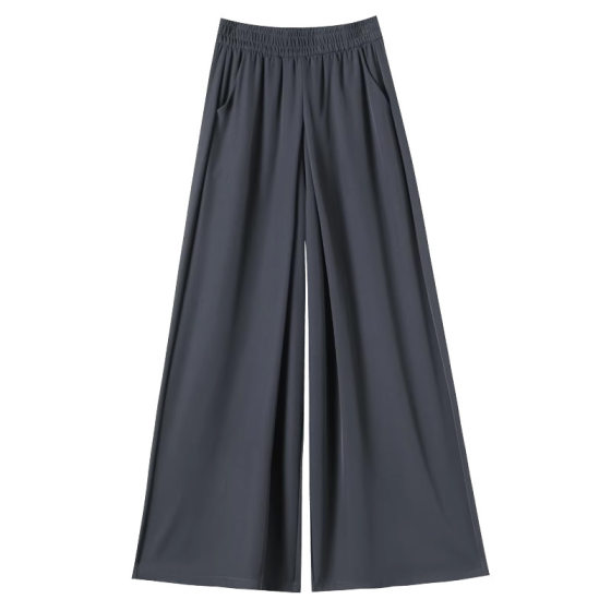 plus size Summer Thin High Waist Ice Silk Culottes Women's 2024 New Slim-fit Pop Loose Casual Suit Wide-leg Pants