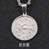 Sophisticated zodiac signs stainless steel, necklace, brand coins, pendant, European style