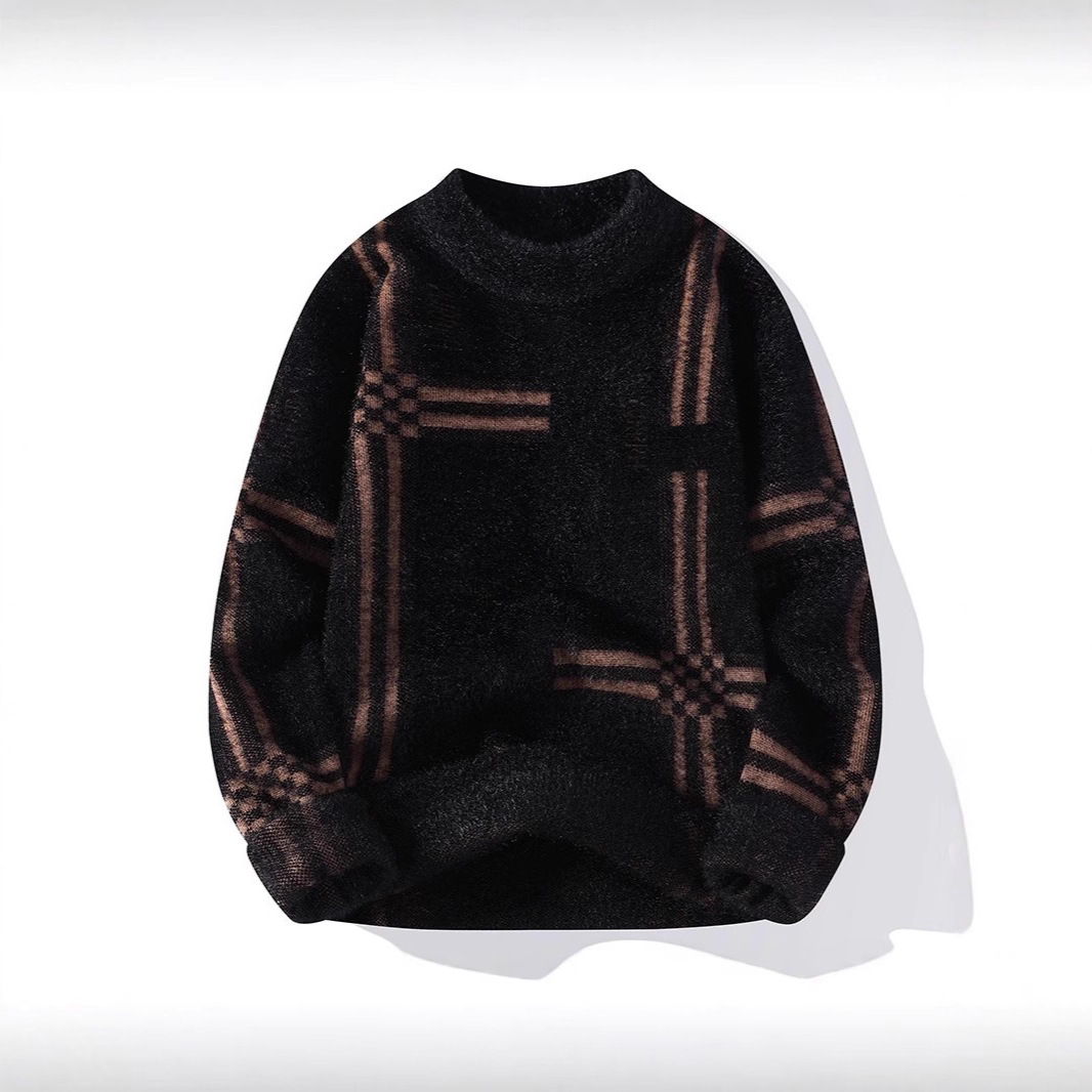 Men's Half-Turtleneck Sweater for Autumn and Winter, Solid Color Casual Base Layer, Japanese Trendy Simple and Stylish Pullover Knit Sweater