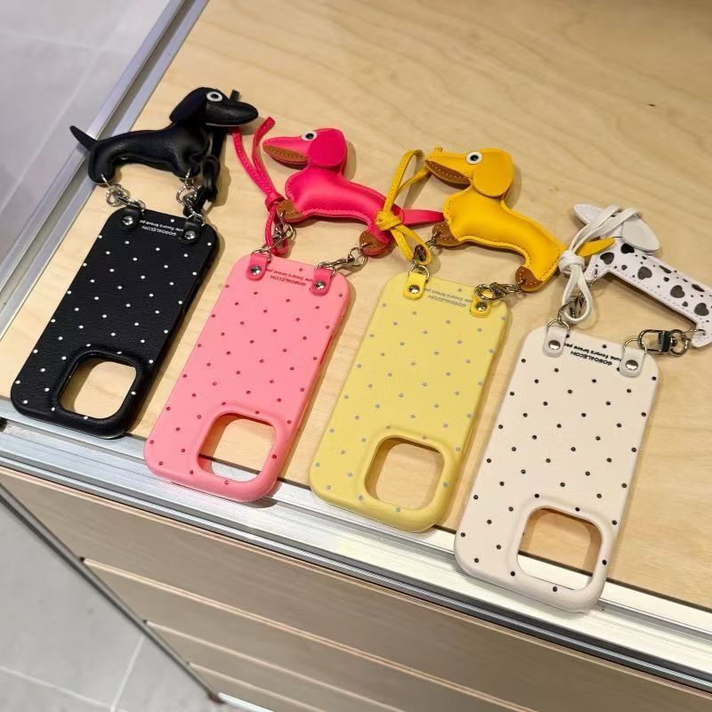 Polka Dot Dachshund Dog Wristband Suitable for Apple 17Promax Mobile Phone Case New Model Iphone17Pro/17/16/15