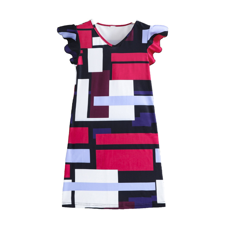 Vestidos para niñas europeas y americanas, nueva ropa infantil de comercio exterior, vestidos de princesa con bloques de color elegantes y de moda para el verano, los más vendidos en Amazon. image 5