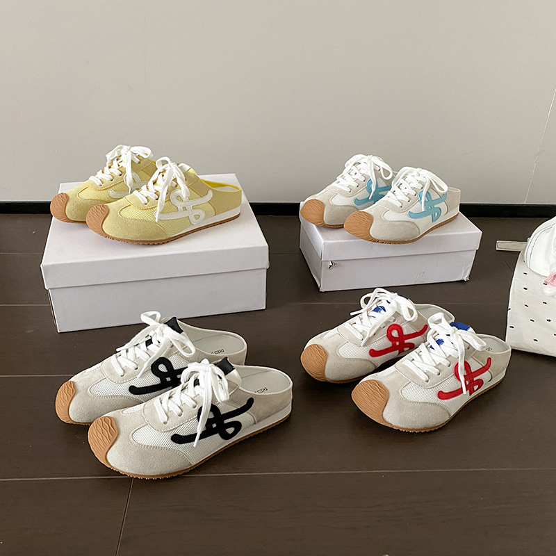 Grape Mom with 2025 New Genuine Leather White Shoes Half Drag One Pedal German Training Thick Bottom Casual Sandals Women's plus size