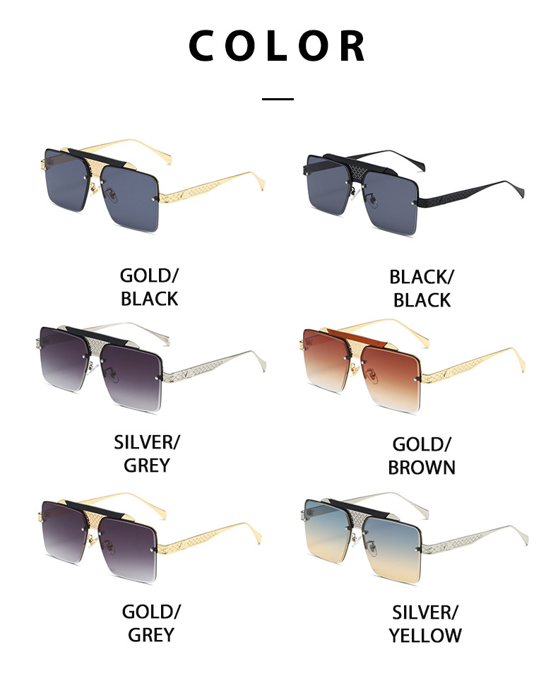 Luxury Square Sunglasses Double Bridge Unisex Stylish Eyewear_voghion.com