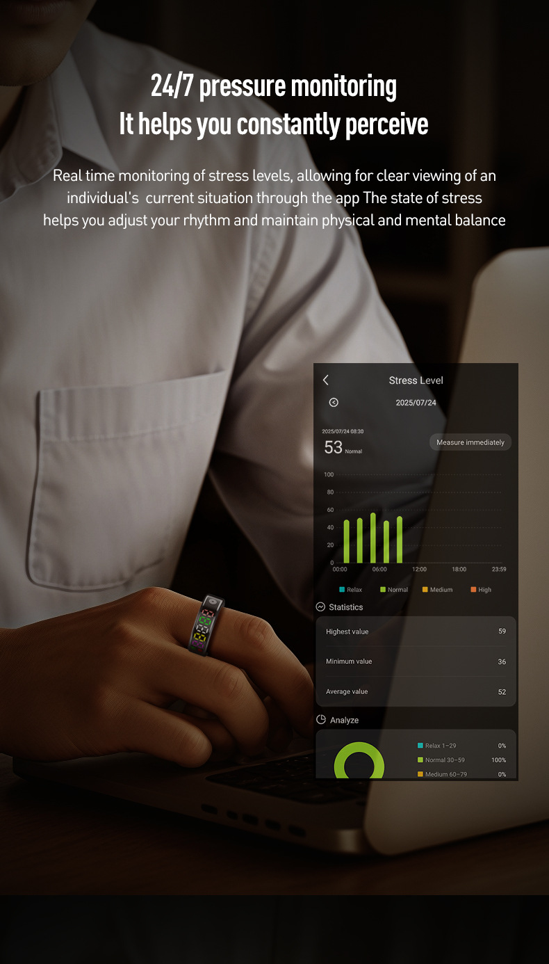 Smarter Wearable Ring Mit Herzfrequenz- Und Blutsauerstoffmessung_voghion.com