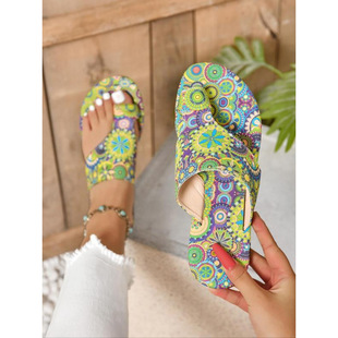 E 29357 Bohemian flat women's sandals �����ׁ�ƽ�כ�Ь