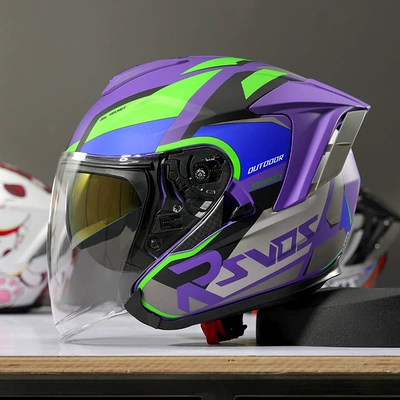 Motosiklet kaskı (dəbilqə) — Certified All-Season Safety Helmet - r05-unit-1-motorcycle-purple-s-code