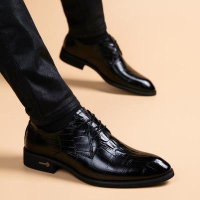 winter leather shoes Tip Korean Edition formal wear Trend England The increase in daily business affairs lattice shoes