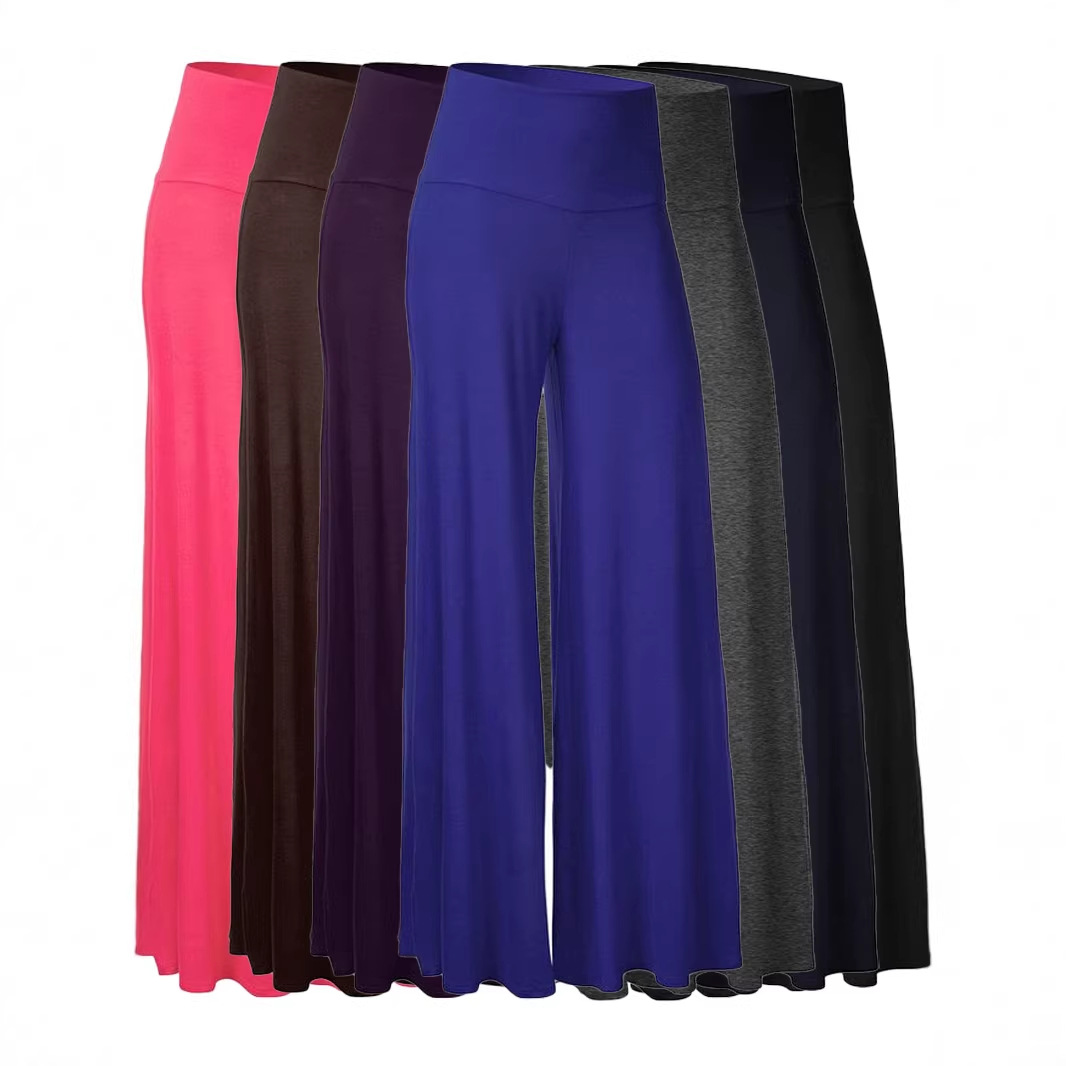2025 Spring Cross-Border European and American Amazon Women's Casual Sports Yoga Wave Outdoor High Waist Wide Leg Pants