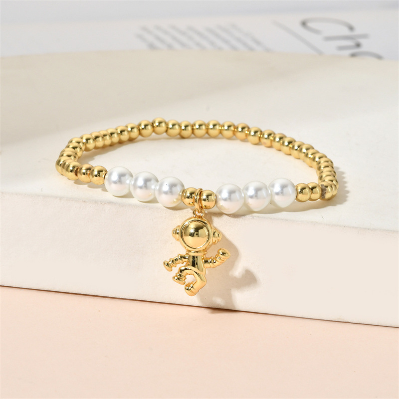 Fashion Moon Bear Copper Bracelets Beaded Inlay Zircon Copper Bracelets