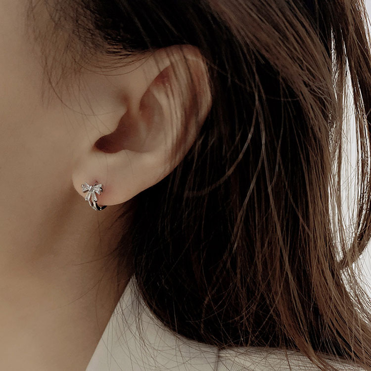 Sunburst Sparkling Diamond Bow Earrings For Women, Simple Sweet, Elegant And Versatile, New High-end Style_voghion.com