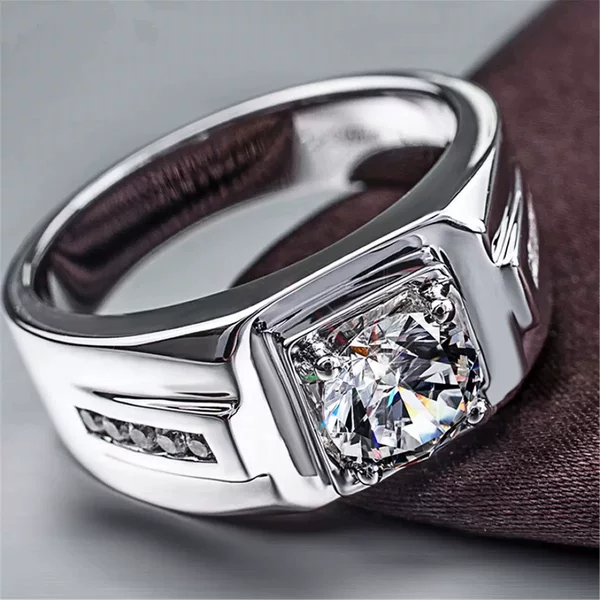 Live Broadcast Style, Rich and Domineering Fashion Simulation Men's Ring, Adjustable Men's Diamond Ring, Simulation Ring with Diamond Wholesale