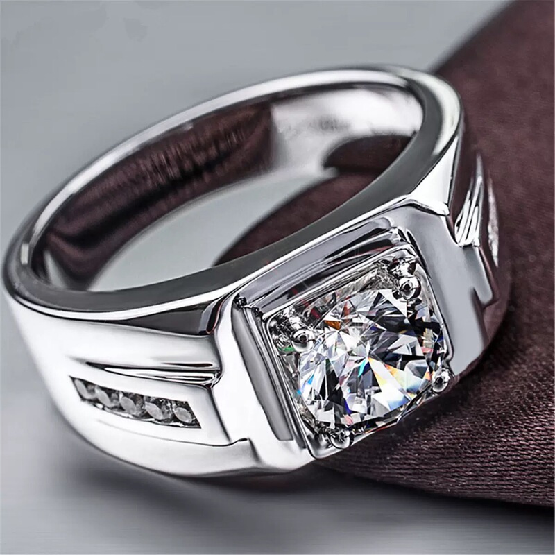 Live Broadcast Style, Rich and Domineering Fashion Simulation Men's Ring, Adjustable Men's Diamond Ring, Simulation Ring with Diamond Wholesale