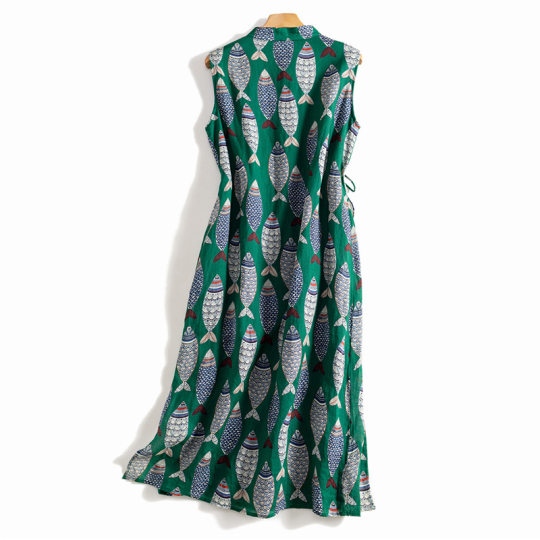 2022 Brand Cut Label Women's Chinese Style Improved Cheongsam Cotton Linen Robe Sleeveless Ramie Dress
