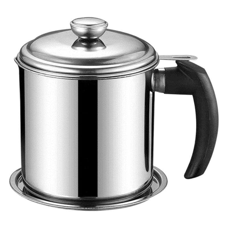 304 FILTRO DE ACERO INOXIDABLE olla de aceite hogar botella de vertido de aceite cocina con tapa filtro tanque de aceite de cerdo tanque de aceite filtro de aceite olla