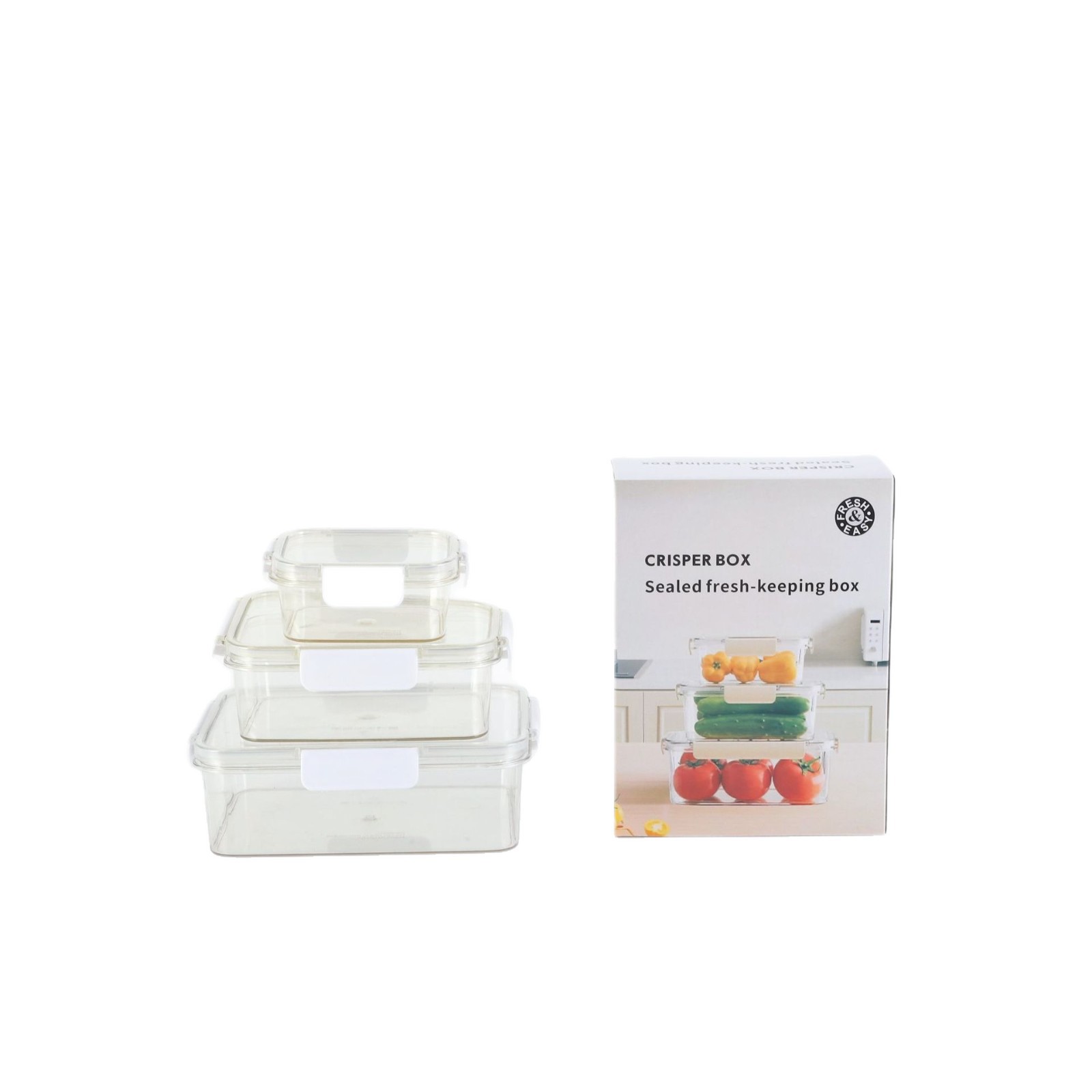 Caja de almacenamiento de refrigerador de grado alimenticio transparente sellado congelado alimentos encurtidos frutas de gran capacidad caja de plástico al por mayor