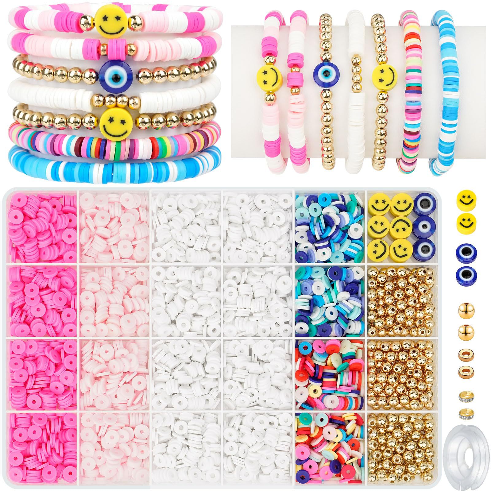 Ventas transfronterizas calientes de 6mm de cerámica blanda letras cuentas de cuentas de color cuentas de cerámica blanda caja de pulseras de chicas conjunto de combinación DIY