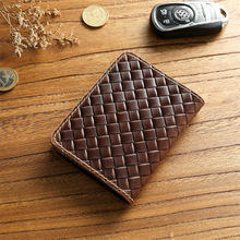 男士编织图案疯马头层牛皮卡包多功能真皮卡片包短款驾驶证卡夹潮