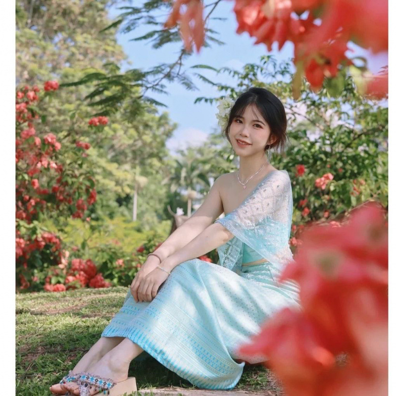 13호 브라랩 + 스커트 + 숄 프랜지파니 머리핀 포함