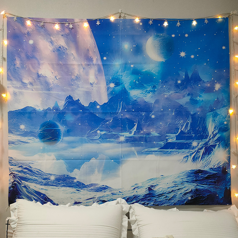 5ZV7批發星空銀河超大掛布臥室宿舍牆面背景布房間布置床頭裝飾掛