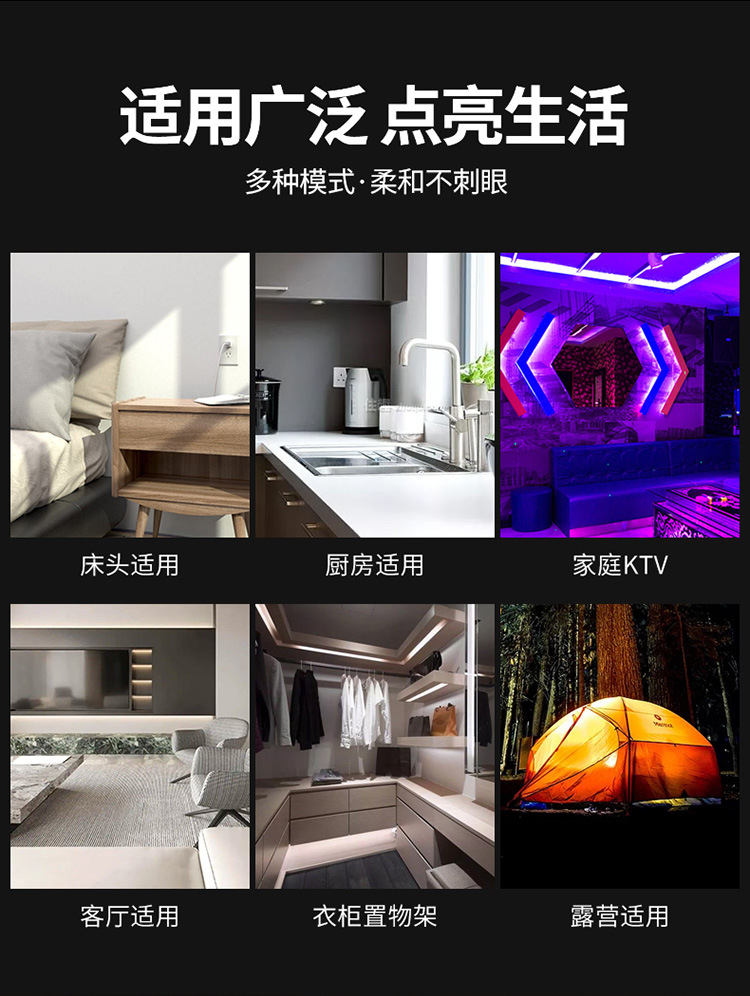 Installation-Free Car Roof Interior Atmosphere Light Led Car Colorful Atmosphere Light Rv Decorative Light Car Reading Light