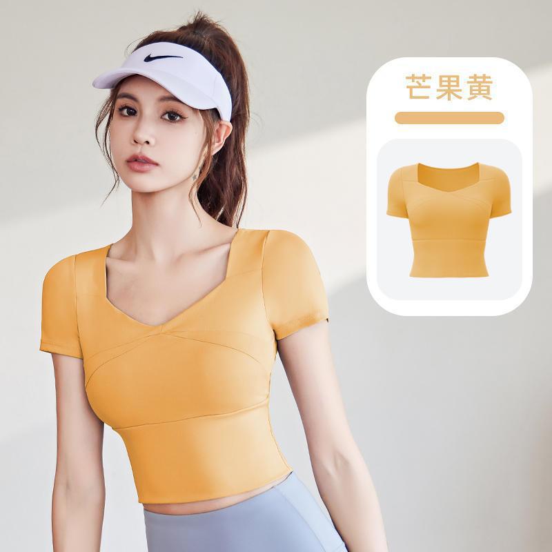 Trajes de yoga para mujeres de verano nuevo secado rápido manguito corto cojín de pecho para correr salto de cuerda ropa deportiva comercio al por mayor