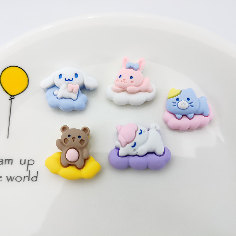 DIY 수지 액세서리 만화 동물 구름 곰 토끼 머리핀 패치 휴대 전화 쉘 신발 버클 냉장고 스티커 소재