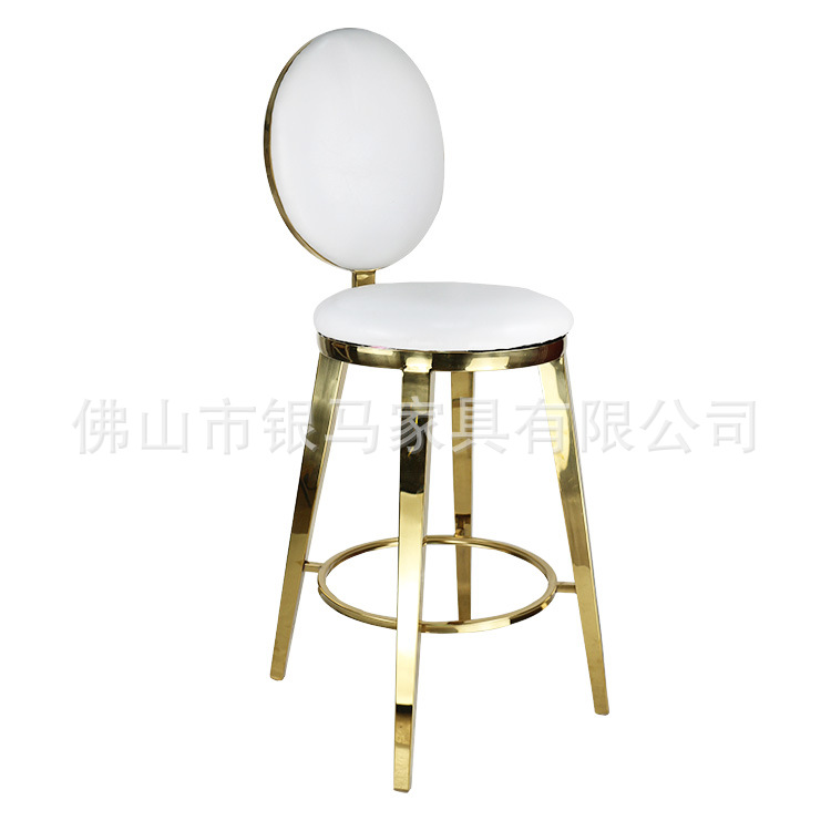 Fábrica al por mayor Hotel banquete boda comedor silla boda galvanoplastia Silla de acero inoxidable Bolsa De Oro suave Silla de comedor de cuero